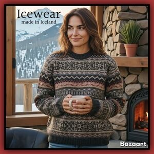 Icewear Women's Nordic Pattern Sweater - Black and Gray Fits like XL